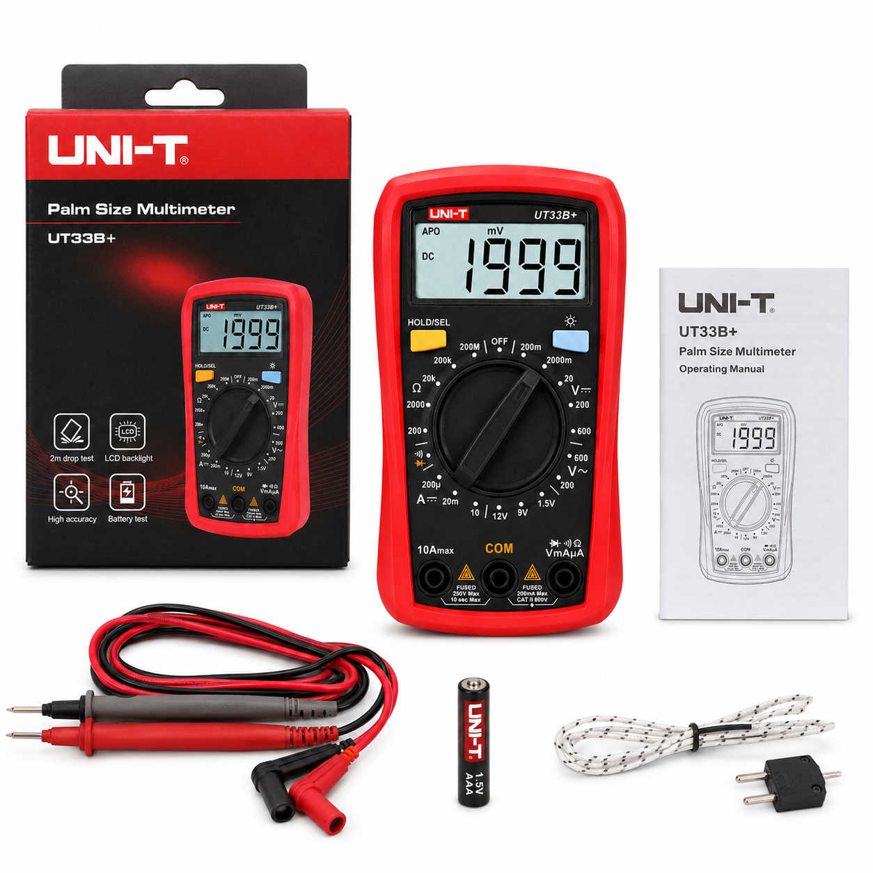 file_00000000cc308208b6c3117721e7bca7 UNI-T UT33B+ Palm Size Digital Multimeter with Battery Test - Image 1